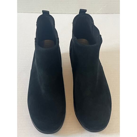 Women's Crocs Black Wedge Fall Winter Wedge Boot Booties Sz 7 - Picture 2 of 9